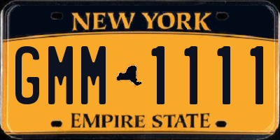 NY license plate GMM1111