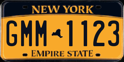 NY license plate GMM1123