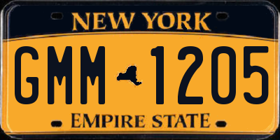 NY license plate GMM1205