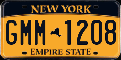 NY license plate GMM1208