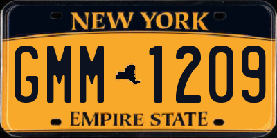 NY license plate GMM1209