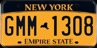NY license plate GMM1308