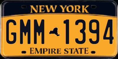 NY license plate GMM1394