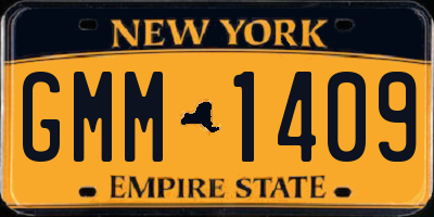 NY license plate GMM1409