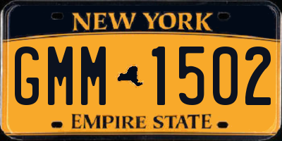 NY license plate GMM1502