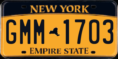 NY license plate GMM1703