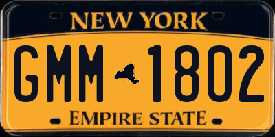 NY license plate GMM1802