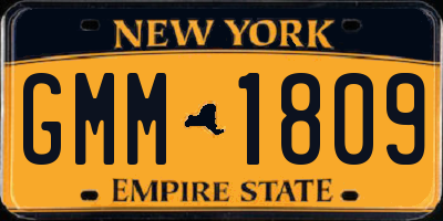 NY license plate GMM1809