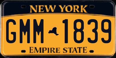NY license plate GMM1839