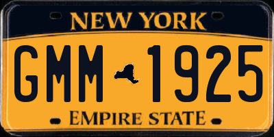 NY license plate GMM1925