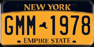 NY license plate GMM1978