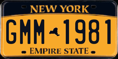 NY license plate GMM1981