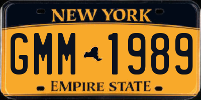 NY license plate GMM1989