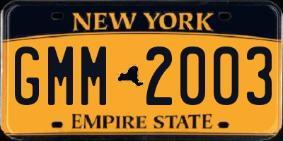 NY license plate GMM2003