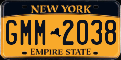 NY license plate GMM2038