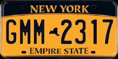 NY license plate GMM2317