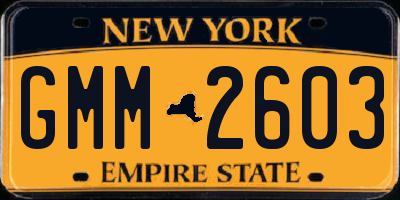 NY license plate GMM2603