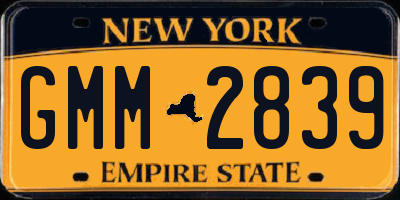 NY license plate GMM2839