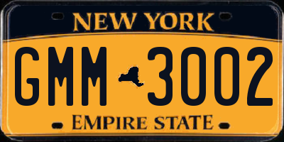 NY license plate GMM3002