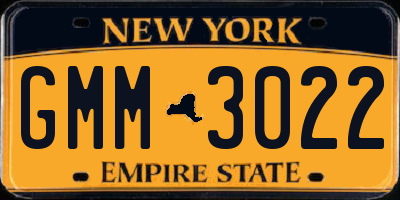 NY license plate GMM3022