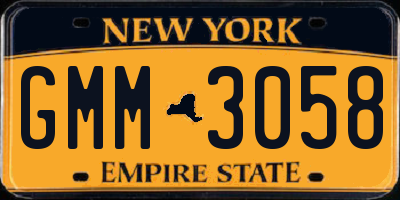 NY license plate GMM3058