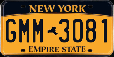 NY license plate GMM3081