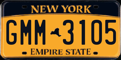 NY license plate GMM3105