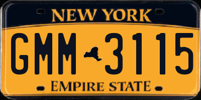 NY license plate GMM3115