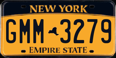 NY license plate GMM3279