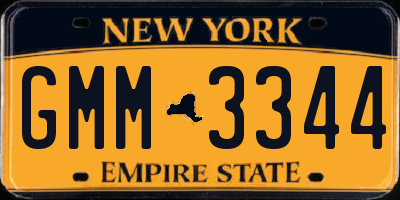 NY license plate GMM3344