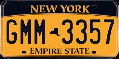 NY license plate GMM3357