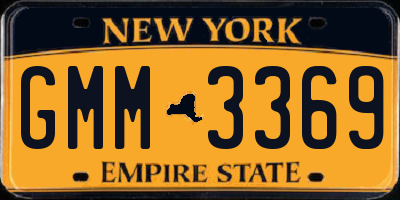 NY license plate GMM3369