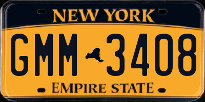 NY license plate GMM3408