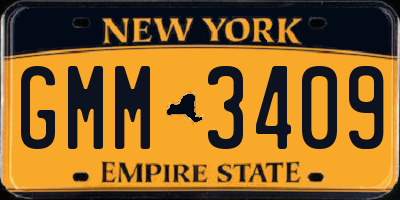 NY license plate GMM3409