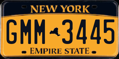 NY license plate GMM3445