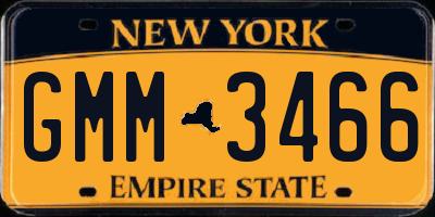 NY license plate GMM3466