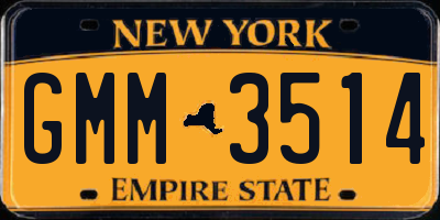 NY license plate GMM3514