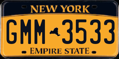 NY license plate GMM3533