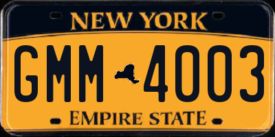 NY license plate GMM4003