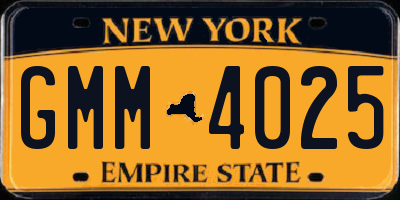 NY license plate GMM4025