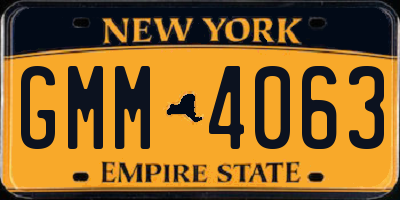 NY license plate GMM4063