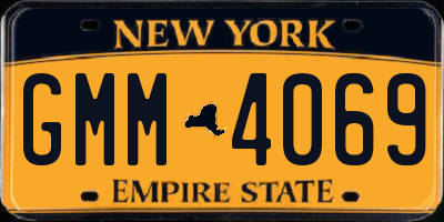 NY license plate GMM4069