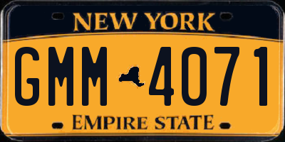 NY license plate GMM4071
