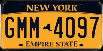 NY license plate GMM4097