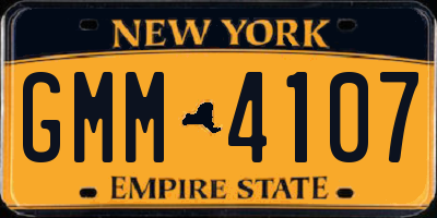 NY license plate GMM4107