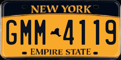 NY license plate GMM4119
