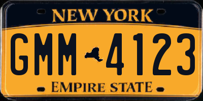 NY license plate GMM4123