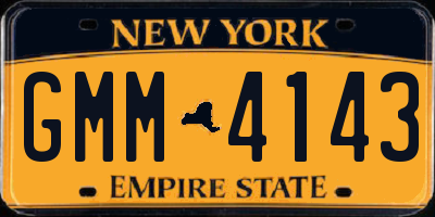 NY license plate GMM4143