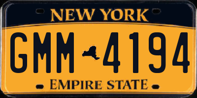 NY license plate GMM4194