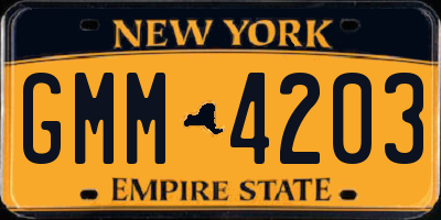 NY license plate GMM4203